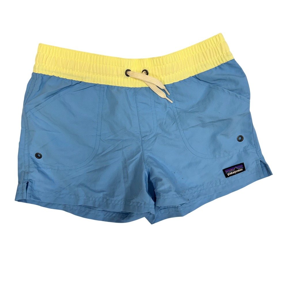 Patagonia Girls Costa Rica Baggies Shorts Blue Yellow Size L 12